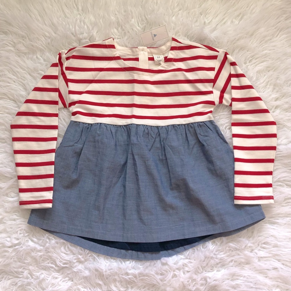 Baby GAP White Red Striped Baby Doll Top Size 5